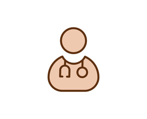 Doctor flat icon. Thin line signs for design logo, visit card, etc. Single high-quality outline symbol for web design or mobile app. Medical outline pictogram.