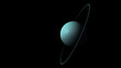 Concept 2-P1 View of the realistic planet uranus with rings from space. High detailed 3D rendering.