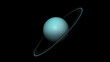 Concept-P1 View of the realistic planet uranus with rings from space. High detailed 3D rendering.