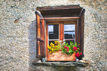 Typical Window Of The Swiss Alps