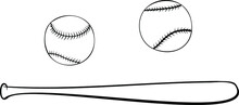 Vector Of The Baseball Balls And Bat 