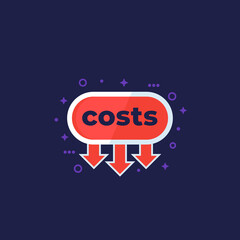 Poster - costs down, reduce vector flat icon