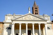 Neoclassico. Neoclassical temple facade with marble columns.Church of S. Agata in Cremona in Corso Garibaldi designed by the architect Luigi Voghera. 