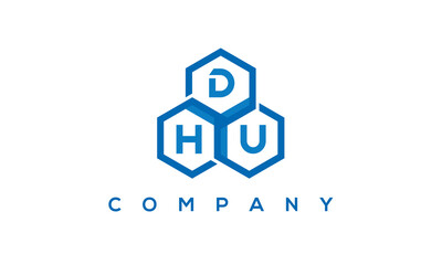 DHU three letters creative polygon hexagon logo