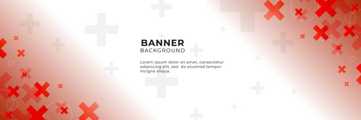 Abstract red banner background with 3d overlap layer and geometric shapes
