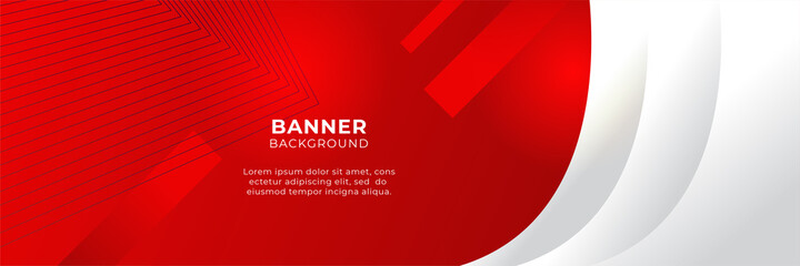 Canvas Print - Abstract red banner background design template vector illustration with 3d overlap layer and geometric wave shapes. Polygonal abstract background, texture, advertisement layout and web page