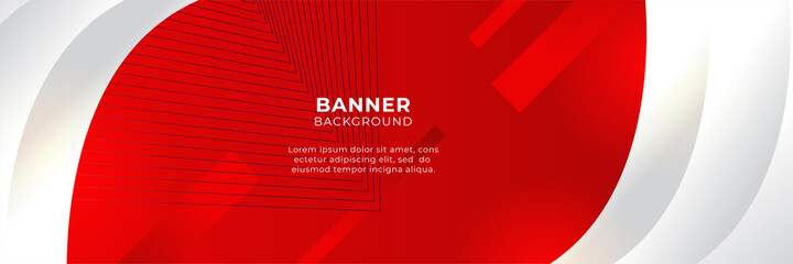 Abstract red banner background design template vector illustration with 3d overlap layer and geometric wave shapes. Polygonal abstract background, texture, advertisement layout and web page