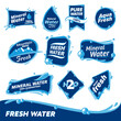 set of labels for natural and mineral water