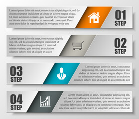 Fototapete - Information infographic statistic vector presentation. Graphic composition for your business presentations. Four glossy strip for your annotations. Four color sticker for registration of proposals