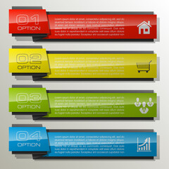 Fototapete - Graphic composition for your business presentations. Four glossy strip for your annotations. Four full-color sticker for registration of business proposals. Infographics design. Vector Illustration