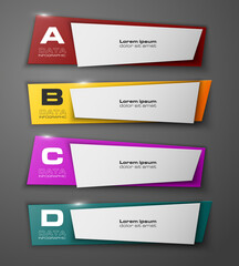 Fototapete - Information infographic statistic vector presentation. Graphic composition for your business presentations. Four glossy strip for your annotations. Four color sticker for registration of proposals