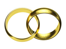 Two Crossed Golden Rings Symbolizing Marriage 3d Rendering