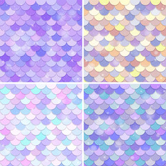 Wall Mural - set of fish scale seamless pattern background