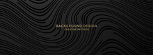 Premium Background Design (banner) With Black Line Pattern (wave Texture). Luxury Vector Template For Formal Invite, Voucher, Prestigious Gift Certificate