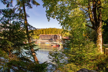 Wall Mural - autumn view of eibsee bayern, beautiful blue lake