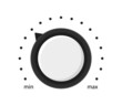 Volume knob level icon. Volume button, sound control, music knob with scale. Vector illustration. Flat style. EPS 10