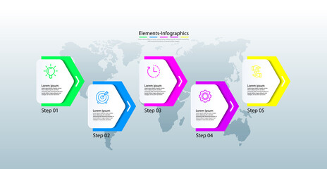 Elements infographic colorful with 5 step