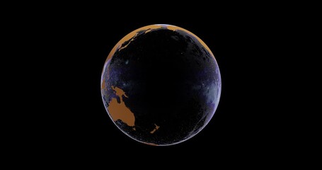 Wall Mural - Globe icon with smooth shadows and white map of the continents of the world. loop 3d animation