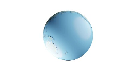Wall Mural - Globe icon with smooth shadows and white map of the continents of the world. loop 3d animation