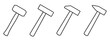 Hammer icon. Vector illustration. Set of black linear hammer icons.