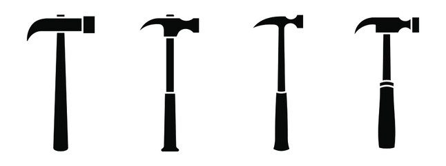 Wall Mural - hammer icon. vector illustration. set of black hammer icons in flat design