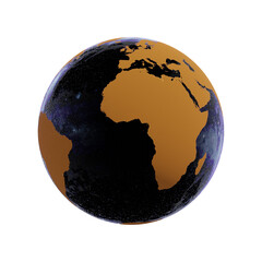 Wall Mural - Globe icon with smooth shadows and orange map of the continents of the world isolated.