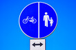 Sign for cyclists and adult child warning sign