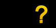 Question mark in yellow color and 3D Rendering on black background.