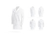 Blank white medical lab coat mockup, different views