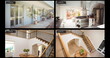 © vectorfusionart - Composite of views from four security cameras in family home, showing stairs, terrace and kitchen