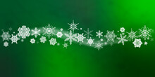 Christmas Blizzard Made On Many Snowflakes On Green Gradient Background
