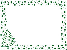 Frame With A Small Green Christmas Tree And Green Snowballs On A White Background