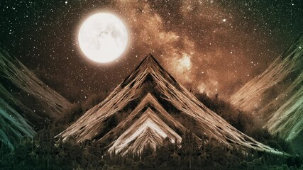 Wall Mural - Beautiful mountain fantasy under the full moon