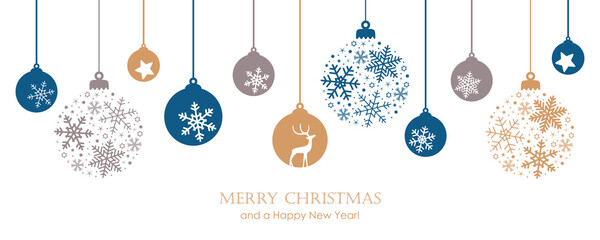 Wall Mural - merry christmas card with hanging ball decoratoin