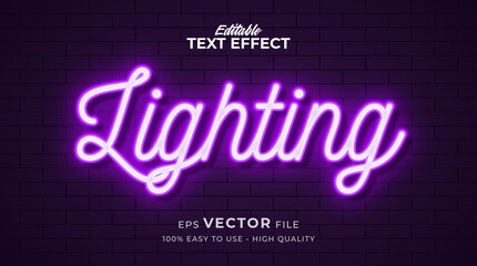 Wall Mural - Neon light text effect, editable retro and glowing text style