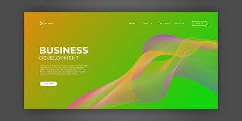 Landing page template with abstract banner background for business