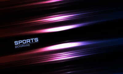Wall Mural - Modern abstract sports background with geometric neon lines. Dynamic colourful layout or cover for sport event. Geometric background with glowing light lines. Vector illustration.