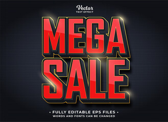 Wall Mural - red mega sale text effect editable eps cc