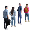 © New Africa - People waiting in queue on white background, back view