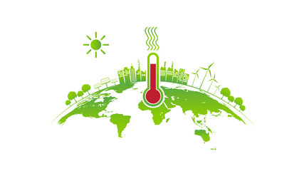 World environmental with Climate change and Global Warming concept, Ecological Problems with Thermometer Design, vector illustration