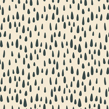 Vector Vertical Hand Drawn Raindrops Seamless Pattern Background