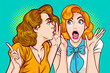 Woman whispering gossip or secret to her friend