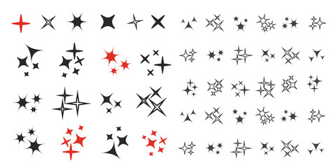 Wall Mural - sparkles white line collection. sparks vector icons set