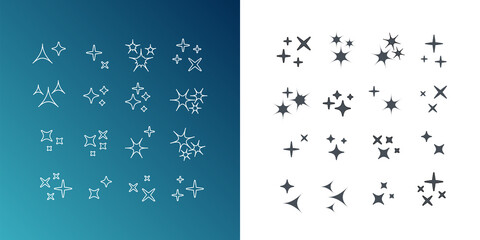 Wall Mural - black sparkles, glowing light effect stars and bursts vector set. bright firework, decoration twinkl