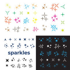 Wall Mural - sparkles, glowing light effect stars and bursts. bright firework, decoration twinkle, shiny flash