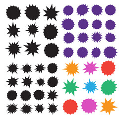Wall Mural - Starburst explosion comic shapes vector. Speech boom bubbles
