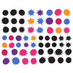 Wall Mural - Starburst explosion comic shapes vector. Speech boom bubbles