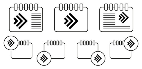 Sticker - Arrow, forward vector icon in calender set illustration for ui and ux, website or mobile application