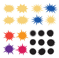 Wall Mural - Starburst explosion comic shapes vector. Speech boom bubbles