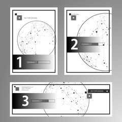 Poster - Connect circle polygonal element on cover brochure. Sphere with connected lines and dots. Vector technology background